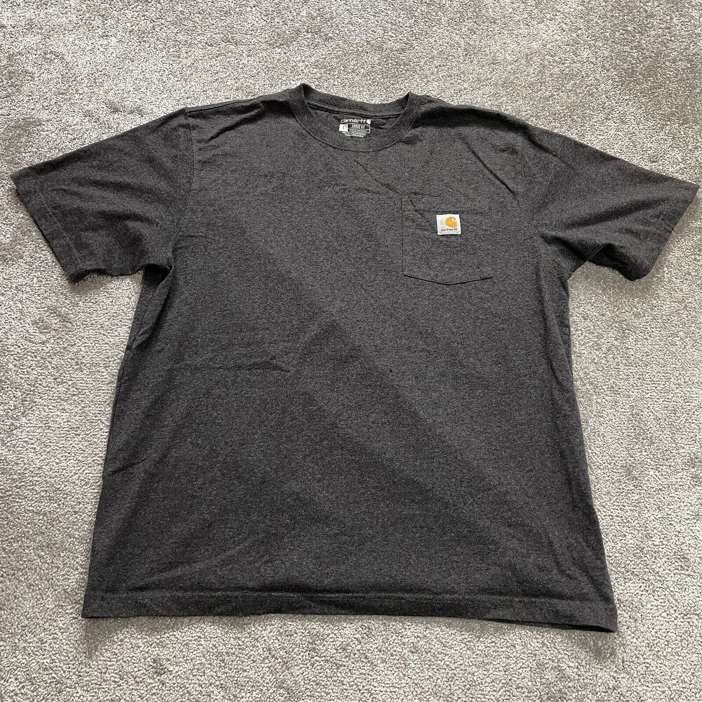 Carhartt K87 Loose Fit T-Shirt Mens Large Dark Gray Short Sleeve Cotton Pocket